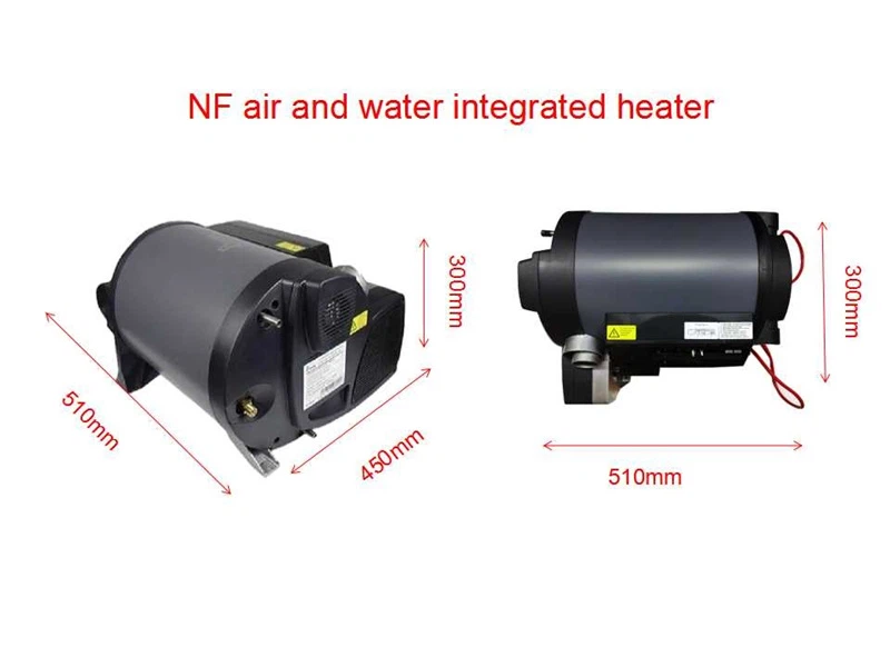 caravan air and water heater size